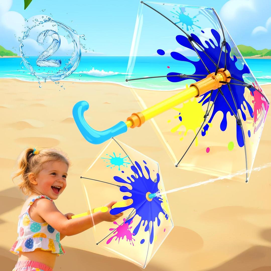 2 Pack Water Gun Squirt Toys for Kids Adults, Umbrella Shape Water Blaster Up to 40ft Range, Water Squirter for Age 3-12 Boys Girls, Summer Outdoor Toys for Pool Beach Backyard Water Fighting Games