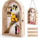 Shadow Box Frame 10x16 Large Arched Memory Display Case with Linen Back Removable Shelves & Acrylic Front, Keepsake Picture Frame for Bouquet, Photos, Medals & Memorabilia, Memorial Gift