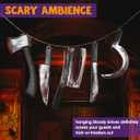 JOYIN 5 Pcs Hanging Halloween Bloody Knife Decorations Indoor, Fake Knife Plastic Fake Knives Weapon, Party Decor Haunted House Fake Blood, Machete Axe Cleaver Sickle for Scary Yard Porch