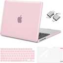 MOSISO Compatible with MacBook Air 13 inch Case 2025 2024 2023 2022 M4 A3240 M3 A3113 M2 A2681, Plastic Hard Shell&Keyboard Cover&Screen Film&Type C for MacBook Air 13.6 inch Case, Rose Pink