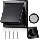 Gisafai 4 Inch Dryer Vent Cover Outdoor with Stainless Steel Screen Black Wall Dryer Exhaust Vent Cover External Cap Cushioned Non Return Flap with Sealing Gasket Grille, Bird/Insect Proof