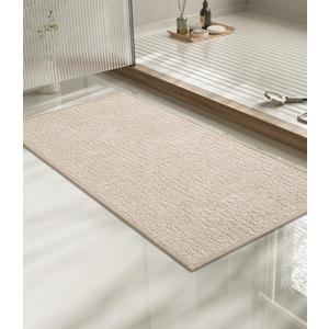 Chakme Bathroom Rugs Mat 32x17, Ultra Thin Non Slip Bath Mat Quick Dry Absorbent Bath Mat for Bathroom Floor, (Light Beige, 32"x17")