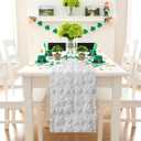 St. Patrick's Day Table Runner 13 x 72 Inch Shamrock Heart Irish Soft Faux Fur Plush Jacquard Lucky Clover Table Runner for Spring Seasonal Kitchen Dining Party Decoration Cream White