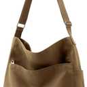 KALIDI Canvas Tote Bag Large Hobo Crossbody Shoulder Handbag Zipper Messenger Bag for Women or Men Casual College Work (Brown)