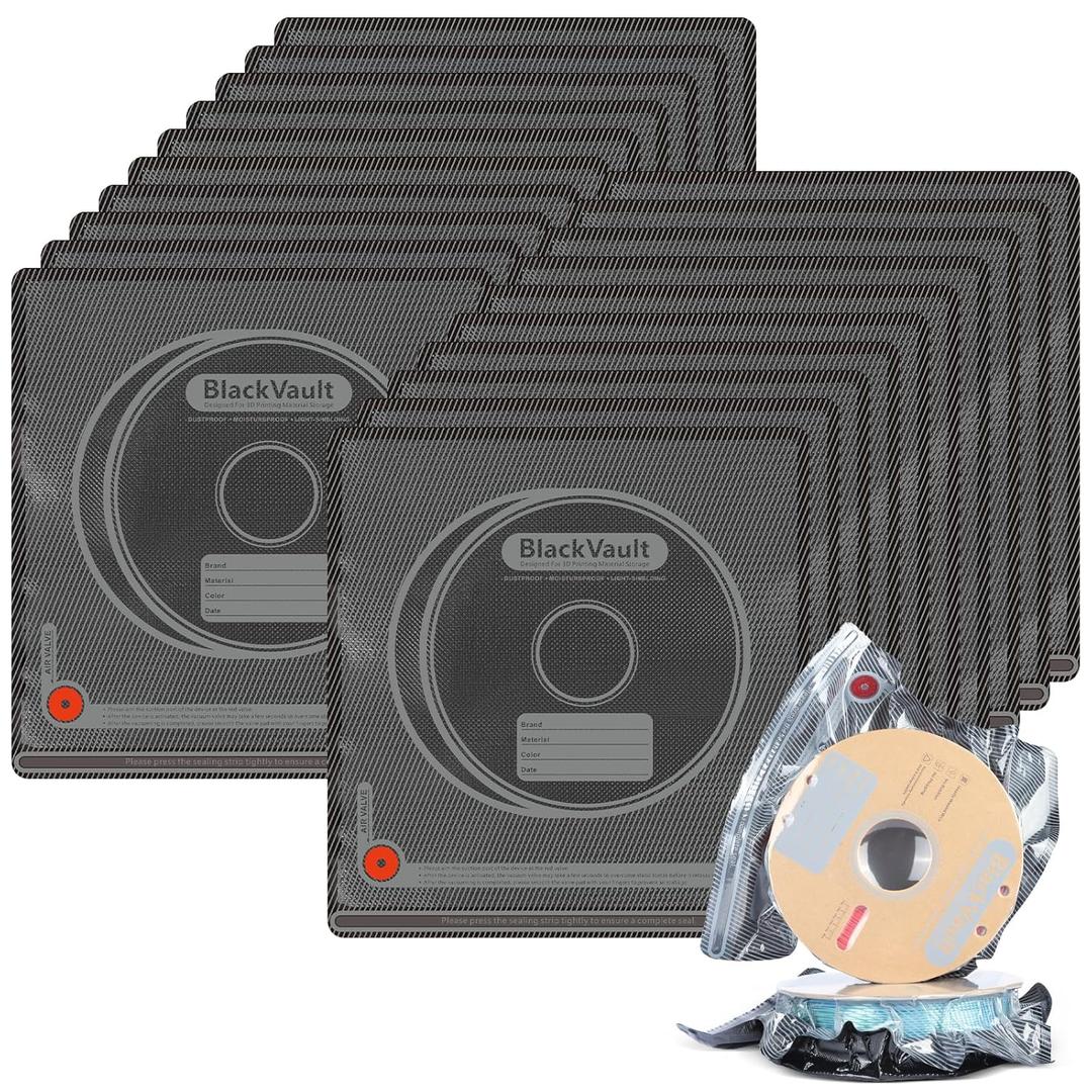 Vacbird 20 Pack 3D Filament Storage Bags, Vacuum Sealed & Light-Proof Reusable Bags for 1.75mm 2.85mm 3D Printer Filament (12.6x13.4 Inch) - Pump Not Included