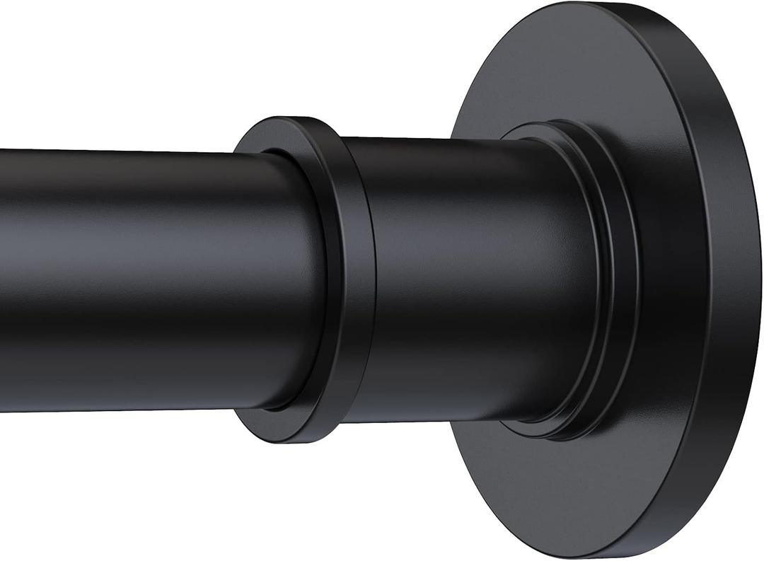 BRIOFOX Industrial Shower Curtain Rod - Rustproof Non-Slip 43-72 Inch Stainless Steel Tension Curtain Rod for Window or Bathroom, Matte Black