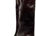 Goolita Burgundy Knee High Boots For Women, Pointed Toe Kitten Heel Wide Calf Boots Cherry Red Slip On Dress Tall Boots (9)