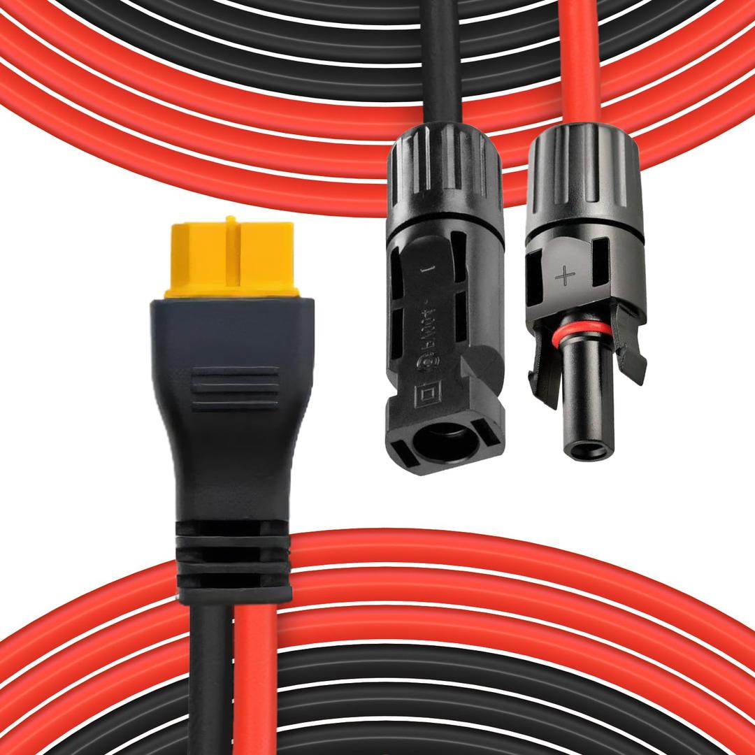 XT60 Charge Extension Cable 25Ft 12AWG or 2/6/10/20/25/35/50/100Ft 4mm/12AWG Solar Connector to XT60 Cable for Portable Power Station, LiFePO4 Battery, RV and Solar Generator