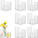 Glass Cylinder Vases Set of 24, Hewory Tall Clear Vase for Centerpieces, Glass Hurricane Candle Holders for Pillar Floating Candles, Round Vases for Wedding Events Table Decor, 2.6 in Diameter (D2.6"x H3.9" + D2.6"x H5.9" + D2.6"x H7.9")