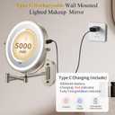 FUNTOUCH 3X/20X Wall Mounted Lighted Makeup Mirror,5000mAh Rechargeable Double Sided Magnifying Bathroom Mirror with Lights,3 Color Lighting,Touch Dimmable,Extended Arm 360 Rotation Light up Mirrors