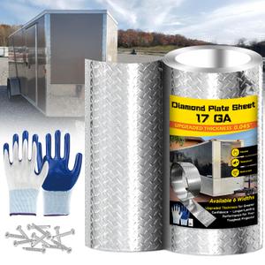 Diamond Plate Aluminum Sheet 3003 H22, 17GA 0.045" Thick, Heavy-Duty Aluminum Sheet Metal 4", Rust-Resistant Metal Panel for Kitchen, Bathroom, Walk-in Refrigerators, Trailers & DIY Projects