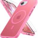 Miracase for iPhone 16e case & iPhone 17e Case for MagSafe [with 29H+ Screen Protectors] TOP Military-Grade Protection Shockproof with Velvet Touch for iPhone 16e/17e Phone Case 6.1", Matte Pink