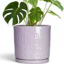 Eightpot 10 Inch Planter, Ceramic Plant Pots for Indoor Outdoor, Round Pot for Plants with Drainage Hole and Sacuer, Boho Plant Pot, Decorative Flower Pots, Living Room Decor, Purple
