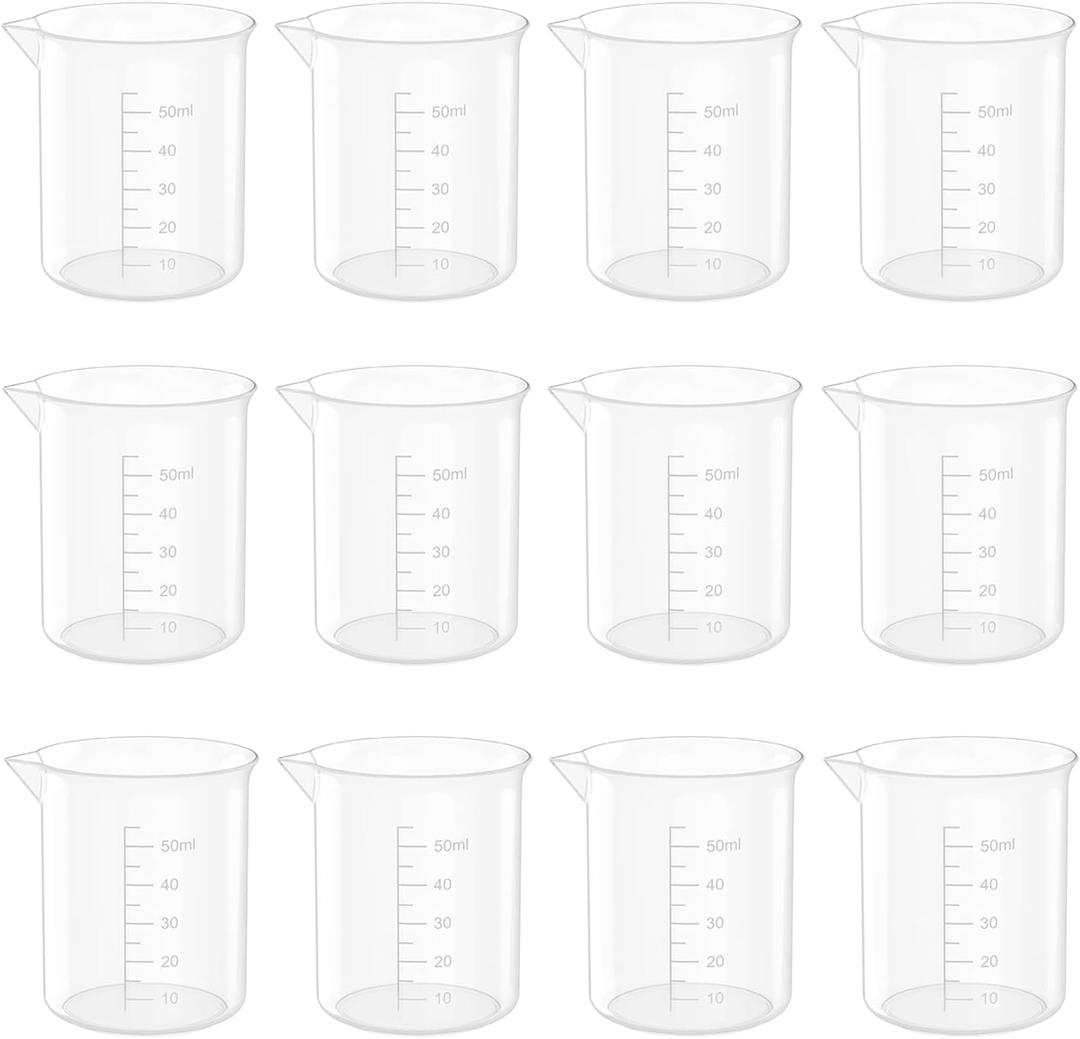 1.7 Oz Transparent Lab Measuring Cup, 50ml Plastic Beaker Cups, for Science Experiment, Liquid Measuring, 36 Pcs