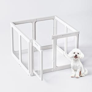 Jalove Clear Dog Playpen Indoor, 24" Acrylic Plastic Pet Play Pen with Door, Playpen for Puppy Cat Rabbit Ferret, Easy to Install Preferable Playpen for Small Dogs, Customizable, White 8 PCS