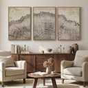Framed Modern Farmhouse Wall Art for Living Room, 3 Piece Large Neutral Tree Ring Canvas Prints Paintings, Rustic Nature Wood Stump Pictures Artwork for Bedroom Hallway Office Walls Decor, 24x36 Inch