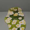 Moss Floral Bath Mat, Cute Plant Toilet Rug, Summer Flower Bathroom Rugs, Green Aesthetic Shag Decor Rug, Soft Absorbent Non Slip Bathroom Mat for Wash Sink Bathtub Shower, 24"16"