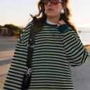 PRETTYGARDEN Womens Striped Oversized Sweatshirt Color Block Crew Neck Long Sleeve Casual Loose Pullover Top Y2K Clothes (XL)