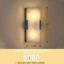 Doraimi Lighting 2 Light 12" Natural Square Alabaster Marble Bathroom Wall Sconce Modern Concise Style Wall Light Fixture,Black Finish for Bedroom Hallway Bedside Living Room