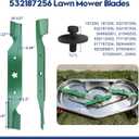 3 Pack 532187256 Lawn Mower Blades with Bolts for Husqvarna Z254F, MZ54S, RZ5424, YTH2454, YTH24V54 Tractors Replace Husqvarna 54 inch Mower Blades 532187254, 582760502, 594892901, High Lift