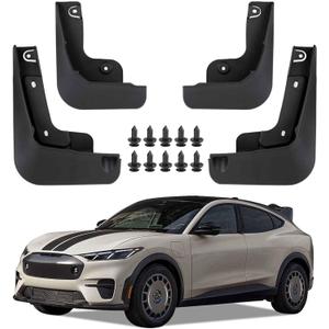 PSLER Mud Flaps Fit for Mustang MACH-E 2021 2022 2023 2024 2025 Set of 4PCS Mud Guard Kit Splash Guards Mudguards Mudflaps with Hardware Kits Accessory Front and Rear for MACH E 2021-2025 Accessories