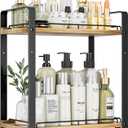 Delamu 2-Tier Bathroom Counter Organizer, Wood Vanity Organizer Countertop for Skincare & Makeup, Multi-Purpose Vanity Bathroom Shelf for Coffee Station Kitchen Storage and Organization