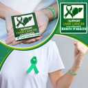 60 Pcs/30 Sets Liver Cancer Awareness Silicone Wristbands with Cards Include 30 Green Ribbon Wristband 30 Liver Cancer Awareness Cards for Men Women Teen Campaign Support Charity Supplies