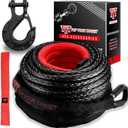 TYT Synthetic Winch Rope Kit - 1/2" x 92' with 32000 lbs Strength, Protective Sleeve, Heavy Duty Hook and Safety Pull Strap for Off-Road 4x4 Vehicles, Trucks (Black)