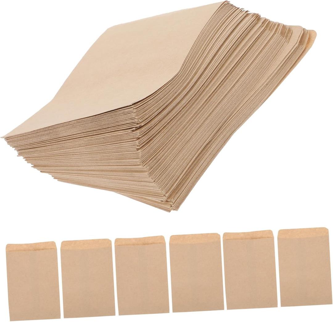 ABOOFAN 100Pcs Kraft Paper Seed Envelopes for Gardening Farming Sturdy Storage Bags Multi-Use Corn and Rice Holding Pouches Seed Storage Containers