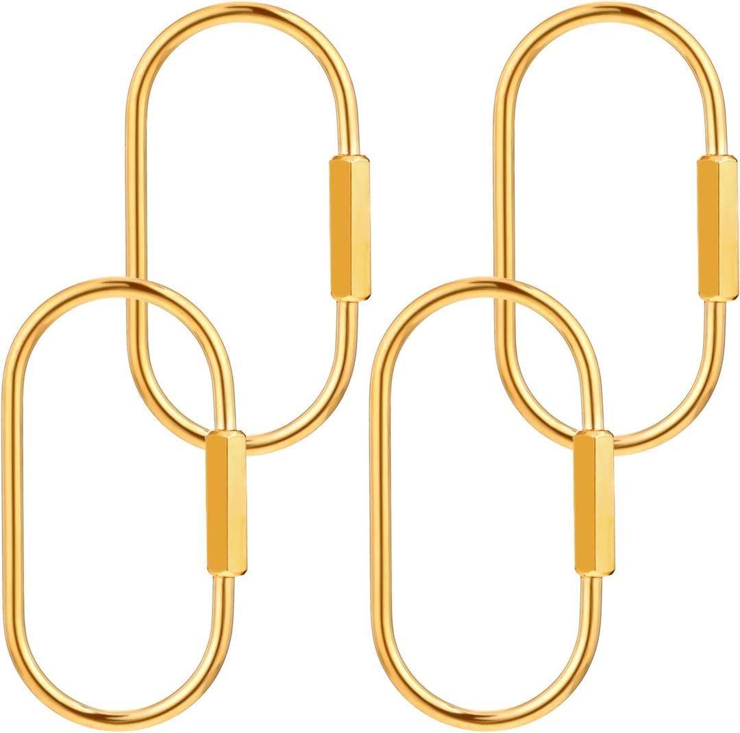 4 Pcs Gold Carabiner 2.36"*1.34" Gold Key Ring Durable Brass Key Ring Purse Bag Charms for Handbags Brass Screw Lock Keychain Car keychains for Men Women