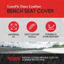 Motor Trend LuxeFit Black Faux Leather Rear Bench – Premium Automotive Back Seat Cover for Cars, Padded Cushion with Pockets, Adjustable Interior Car Seat Protector
