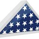 Flag Case for American Veteran Burial Flag Solid Wood Military Flag Display Case Funeral Flag Flag Shadow Boxes to Fit a Folded 5'x9.5' American Flag with Polished Plexiglass (White)