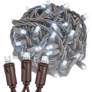 Novelty Lights 34 Feet 100 Light Brown Wire LED Christmas Lights Outdoor, Commercial Grade, Pure White, 5mm Bulbs, UL Listed, Connectable up to 714 Feet
