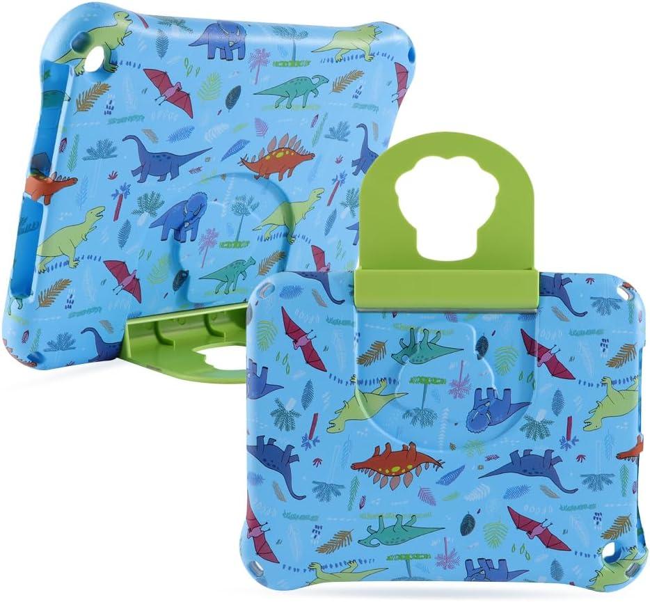 Dinosaur Kindle Fire HD 8 Tablet Case for Kids Boys Light EVA Kids Friendly Fire HD8 Plus 2024 2022 12th Gen Kid-Proof Shockproof Case with Handle Kickstand Boy's Gift (Blue)