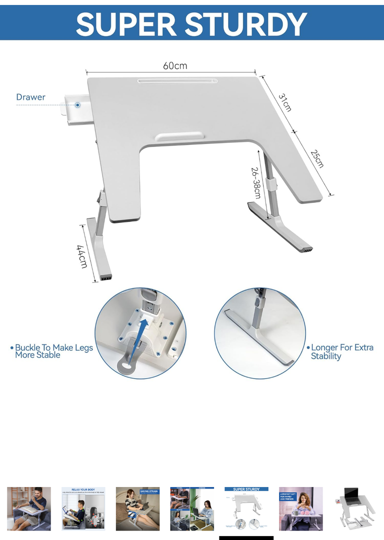 Armrest Laptop Desk for Couch and Bed,Hospital Bed Table,Lap Desk Pillow,Large Adjustable Bed Desk for Laptop with Drawer and Tablet Slot, U-Table for Reading, Gaming, Writing,Eating,Drawing