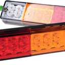 20-LED Truck Trailer Tail Light Turn Signal Reverse Brake Light, Stop Rear Flash Lamp,3W 12V Red-Amber-White Waterproof (Pack of 2)