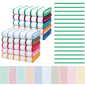 EBOOT 10 Pack Oversized Beach Towel Set Extra Large Pool Towels Microfiber Quick Dry Swim Blanket for Adult Women Men Face Hand Body Bath Travel Pool(Mixed Color,28 x 59 Inch,Classic Stripe)