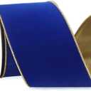 Ribbli Royal Blue Velvet Wired Ribbon 4 Inch Luxury Matte Velvet Christmas Ribbon for Gift Wrapping Christmas Tree Decoration Crafts Wreaths Supplies - 10 Yards