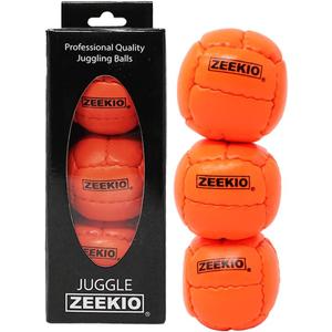 Zeekio - Galaxy Juggling Ball - Professional Grade - Suitable for All Levels & Ages - Premium 12 Panel Genuine Leather Ball Durable - 130 Grams 67mm - Set of 3 - Orange