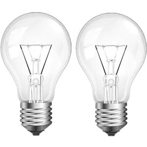 75 Watt Incandescent Light Bulbs, A19 75 WATT Incandescent Bulb Shatter Resistant Rough Service Light Bulb 75 WATTS A19 Shape (2PACK)