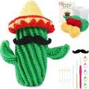 VOCHIC Crochet Kit for Beginners Starter Crochet Mexican Style Cacti Cactus Plant Knitting Kit with Step-by-Step Video Tutorials for Adults Kids, Pack of 4