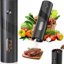 Electric Pepper or Salt Grinder Mill,Automatic Pepper Mill with LED Light,Battery Powered Automatic Pepper Grinder,Refillable and Adjustable Coarseness Pepper Grinder(1 Pack Black)