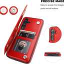 ONETOP Compatible with Samsung Galaxy S24 Wallet Case with Card Holder, PU Leather Kickstand Card Slots Case, Double Magnetic Clasp and Durable Shockproof Cover 5G 6.2 Inch(Red)