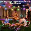 Voneta Outdoor RGBW String Lights, 49ft 15 Bulbs Patio Lights with Remote & APP, S14 Dimmable Color Changing IP68 Waterproof Dimmable LED Hanging for Garden Yard Porch Party