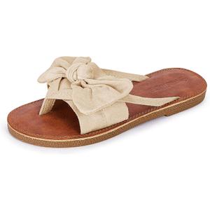 FISACE Womens Slip On Flip Flops Ring Toe Strappy Summer Gladiator Flat Sandals 8
