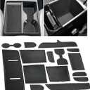 for Hyundai Tucson 2025 2026 Accessories Door Slot Mats Cup Holder Insert Coaster Center Console Liner Glove Box Cover for Hyundai Tucson Limited/Hybrid Interior Trim Non-Slip Pad 15PCS Set, Gray Trim