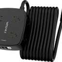 20 Ft Surge Protector Power Strip - 8 Widely Outlets with 4 USB Ports, 3 Side Outlet Extender with 20 Feet Extension Cord, Flat Plug, Wall Mount, Desk USB Charging Station, ETL, Black