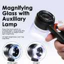 Handheld 10X Jewelry Magnifying Glass Rechargeable with UV & LED Lights and Flashlight in One, Professional Loupe Magnifier 30mm Optical Lens with 2 Reticle Scales for Watchmaker, Jeweler, Collector