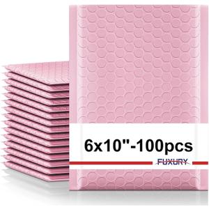 Fuxury Bubble Mailers 6x10" 100 Pack Light Pink Padded Envelopes Usable Size 6x9" Self Seal Mailing Envelopes Bubble Padded Shipping Bags for Mailing,Packaging, Small Business, Boutique, Bulk #0