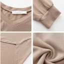 EXLURA Womens Fall Oversized V Neck Tunic Tops 2025 Casual Long Sleeve Shirts Lightweight Soft Sweater Curved Hem T Shirts (Beige, S)